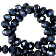 Top Glas Facett Glasschliffperlen 6x4mm rondellen Denim blue-pearl shine coating